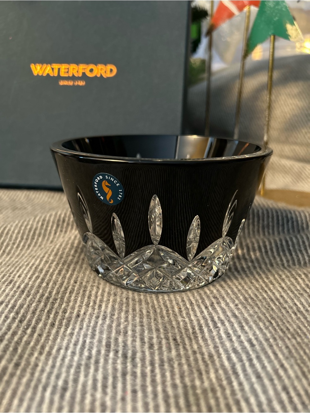 Waterford Lismore Collection: Black Crystal Cut-Glass Bowl *NEW